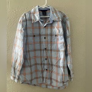 GAP Kids Plaid Button Down Shirt - Blue/Orange Size M (8)‎